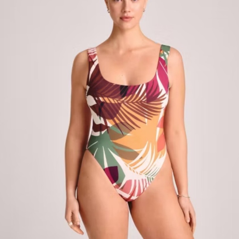 VITAMIN A Women's Scoop Neck Full
Coverage One Piece Swimsuit Multi Palm
Print